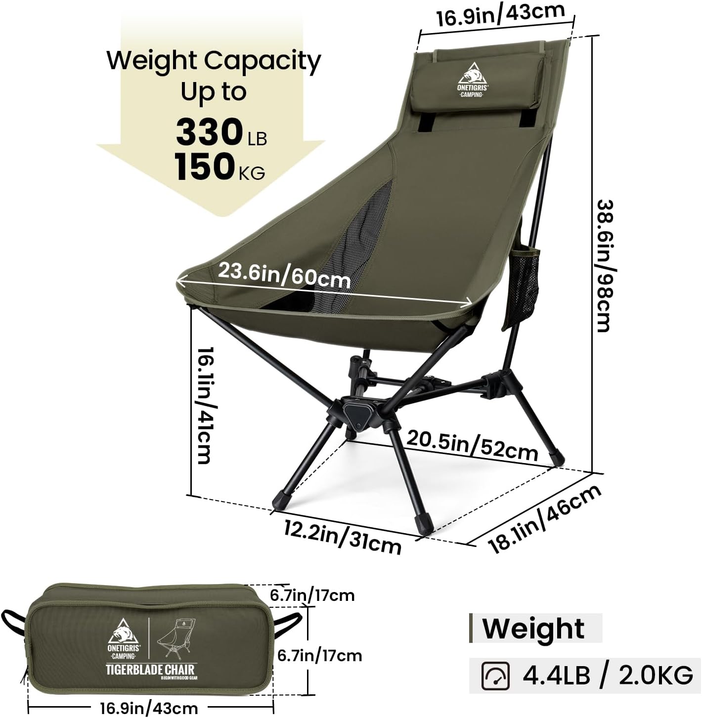 High Back Camping Chair with P - Outdoor Camping High Chair recensie en prijs