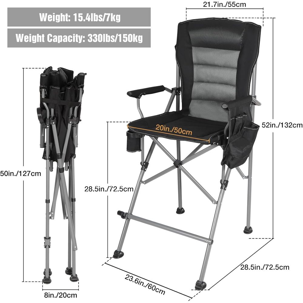 Portable High-Back Bar Height  - Outdoor Camping High Chair recensie en prijs