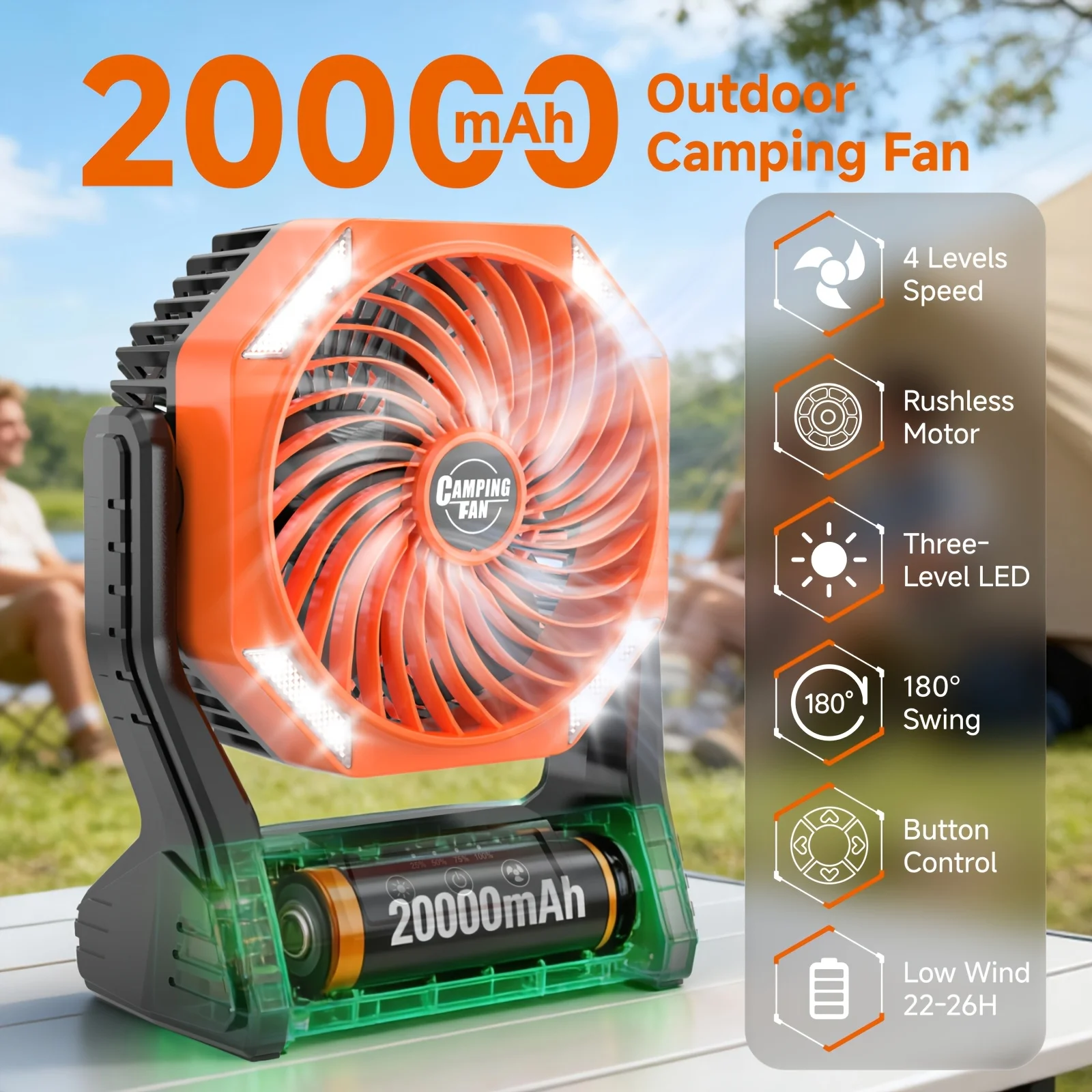 DDHOME 20000mAh Camping Fan wi - Outdoor Camping Fans recensie en prijs