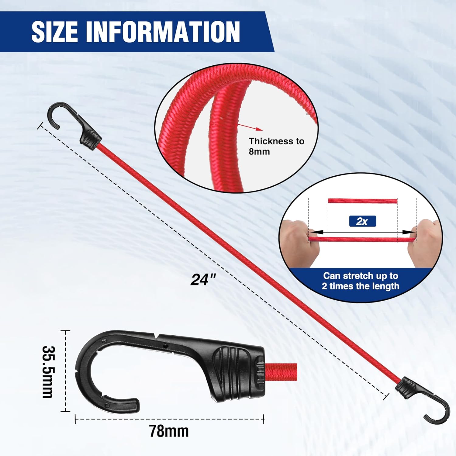 24 Inch Bungee Cords with Hook - Camping Rope recensie en prijs