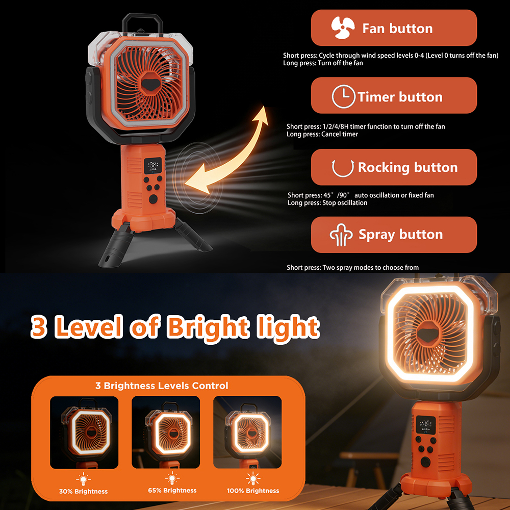 30000mAh Cooling Floor Fan wit - Outdoor Camping Fans recensie en prijs