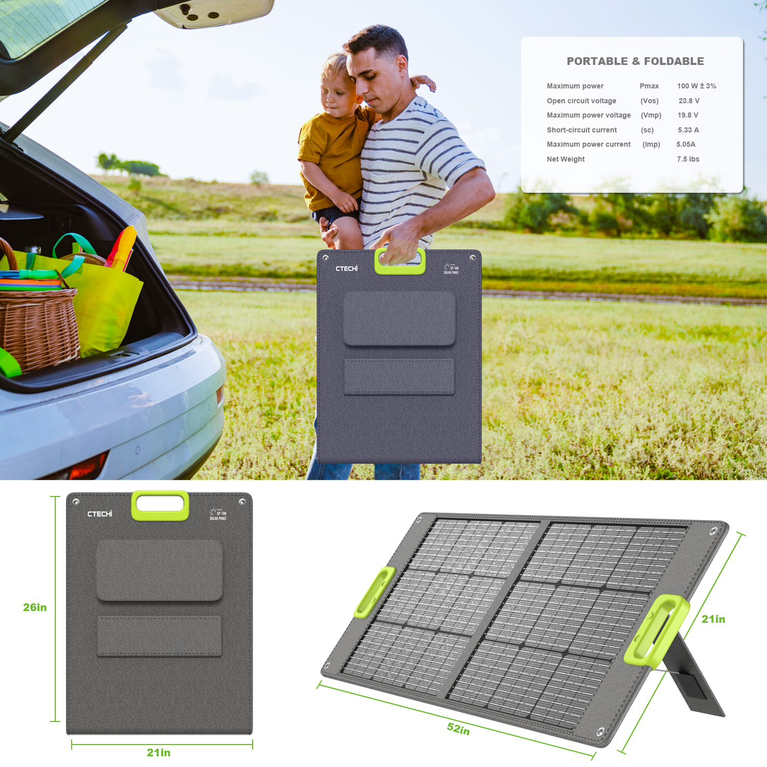 High Efficiency Portable 100W  - Outdoor Camping Hiking recensie en prijs