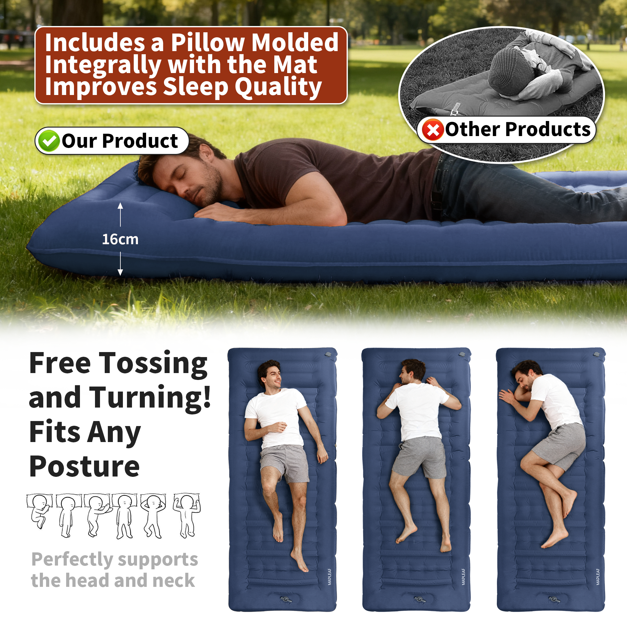MAPLEAF 12cm Air Mattress Camp - Outdoor Inflatable Camping Tent With Air Pump recensie en prijs